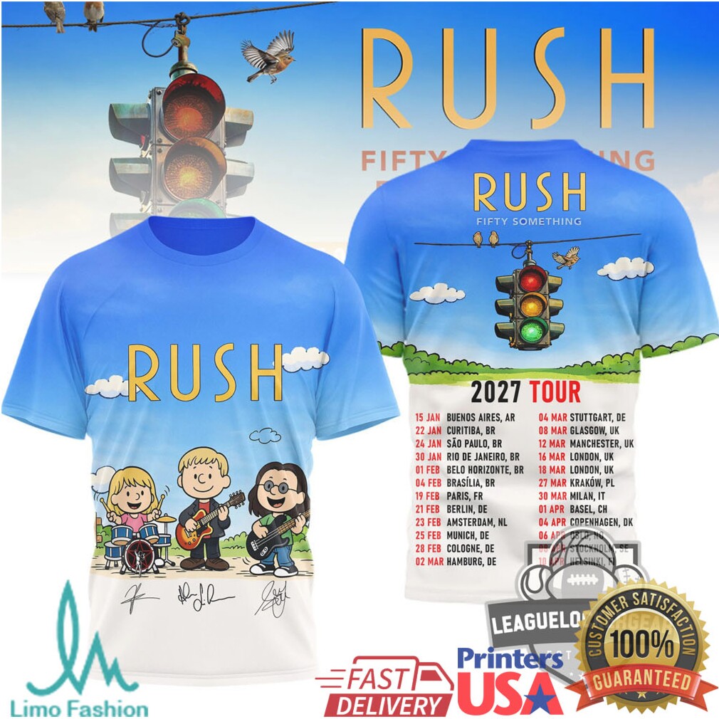 Rush Band Fifty Something 2027 World Tour Peanuts Style T Shirt - Limotees LLC