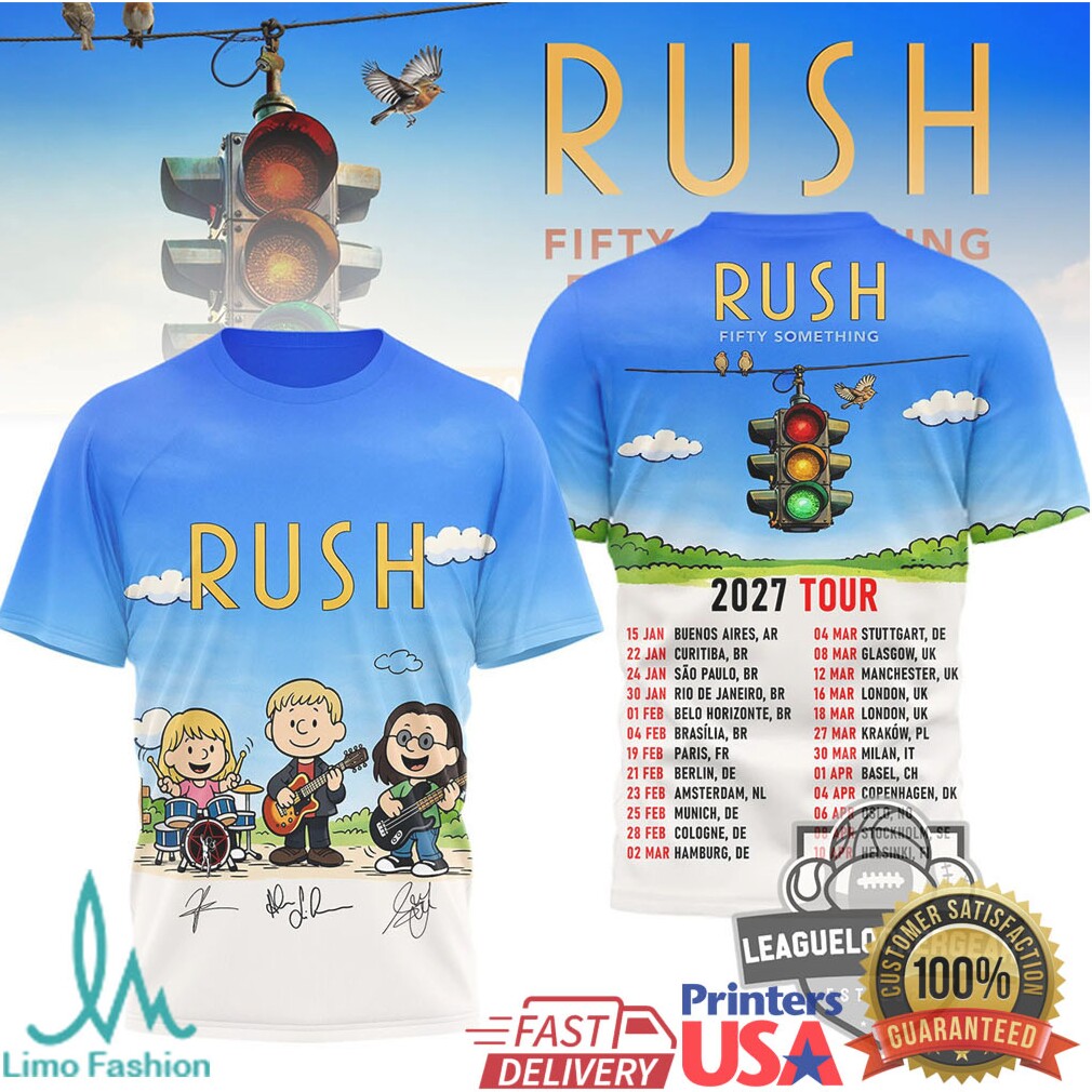 Rush Band Fifty Something 2027 World Tour Peanuts Style T Shirt - Limotees LLC