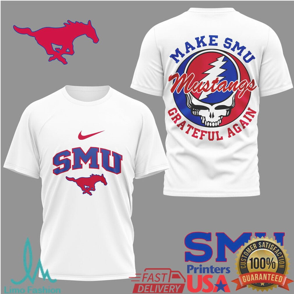 SMU Mustangs “Make SMU Grateful Again” Deadhead Style Mascot T Shirt - Limotees LLC