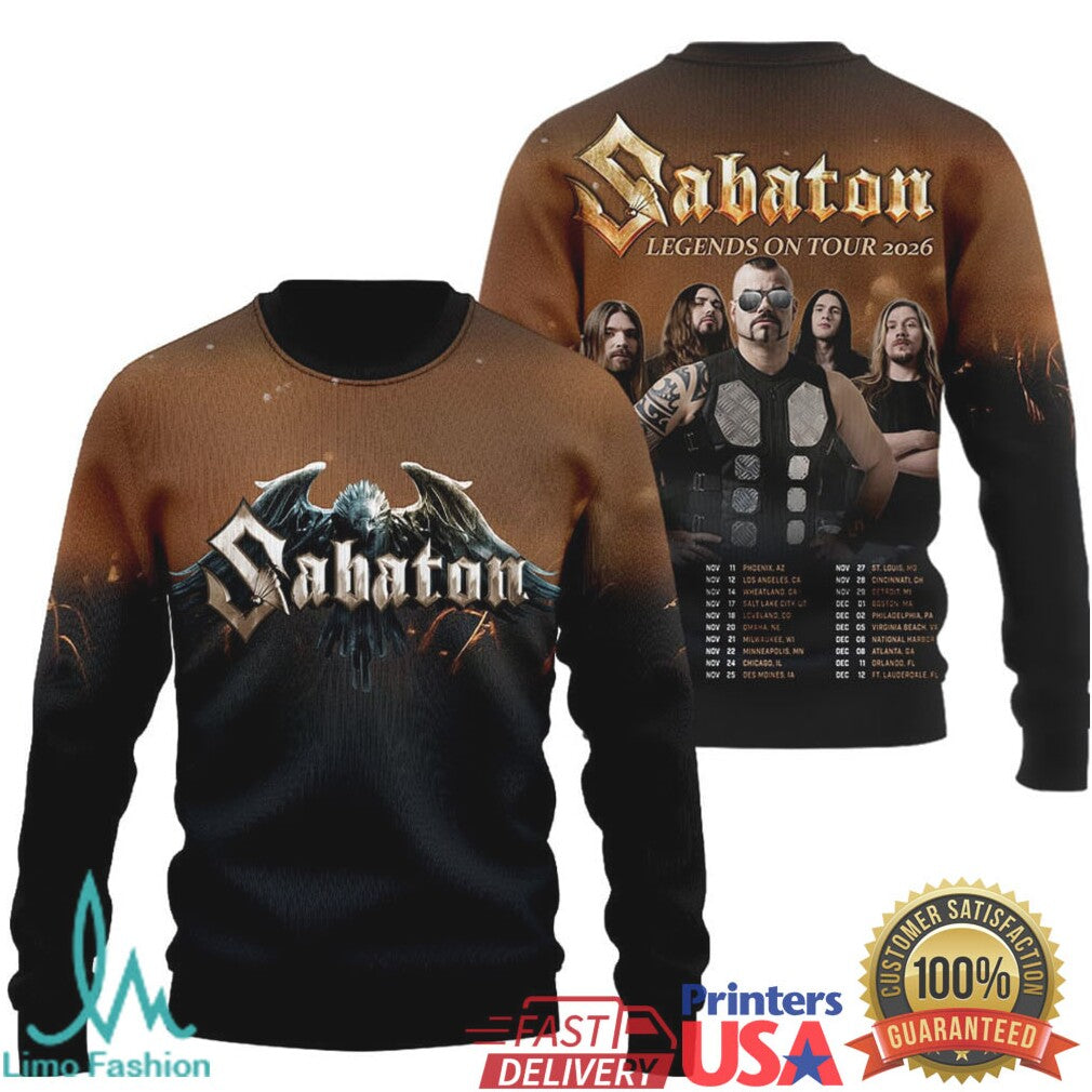 Sabaton Legends On Tour 2026 Official Merchandise Apparel T Shirt - Limotees LLC