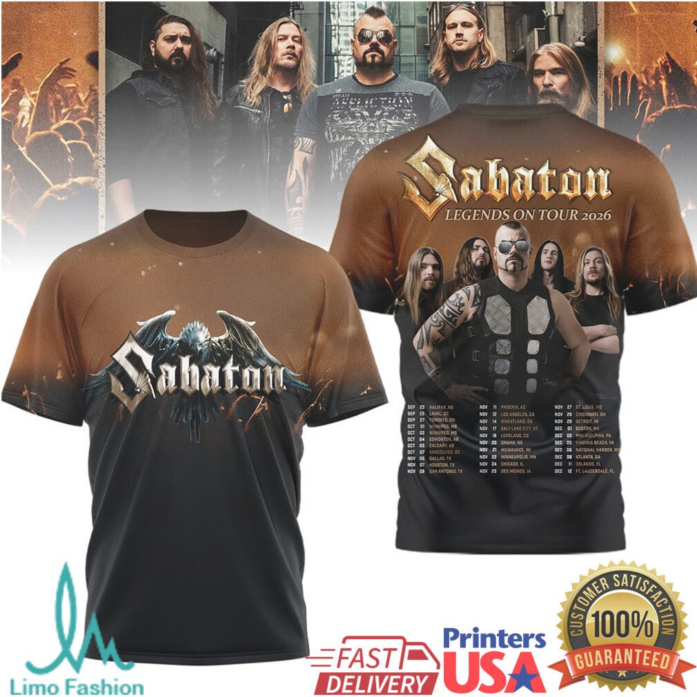 Sabaton Legends On Tour 2026 Official Merchandise Apparel T Shirt - Limotees LLC