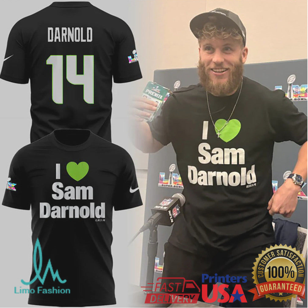 Sam Darnold I Heart Sam Darnold Seattle Seahawks T Shirt & Fan Hoodie - Limotees LLC
