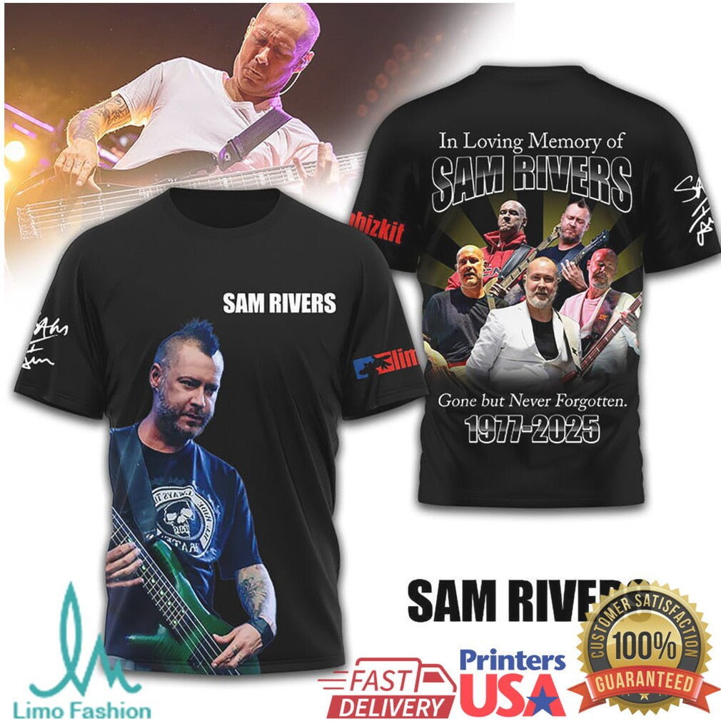 Sam Rivers Limp Bizkit Memorial Tribute 1977 2025 T Shirt - Limotees LLC