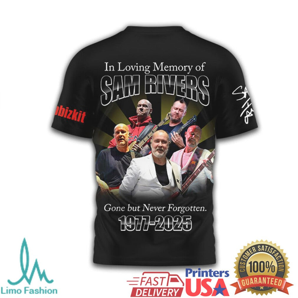 Sam Rivers Limp Bizkit Memorial Tribute 1977 2025 T Shirt - Limotees LLC