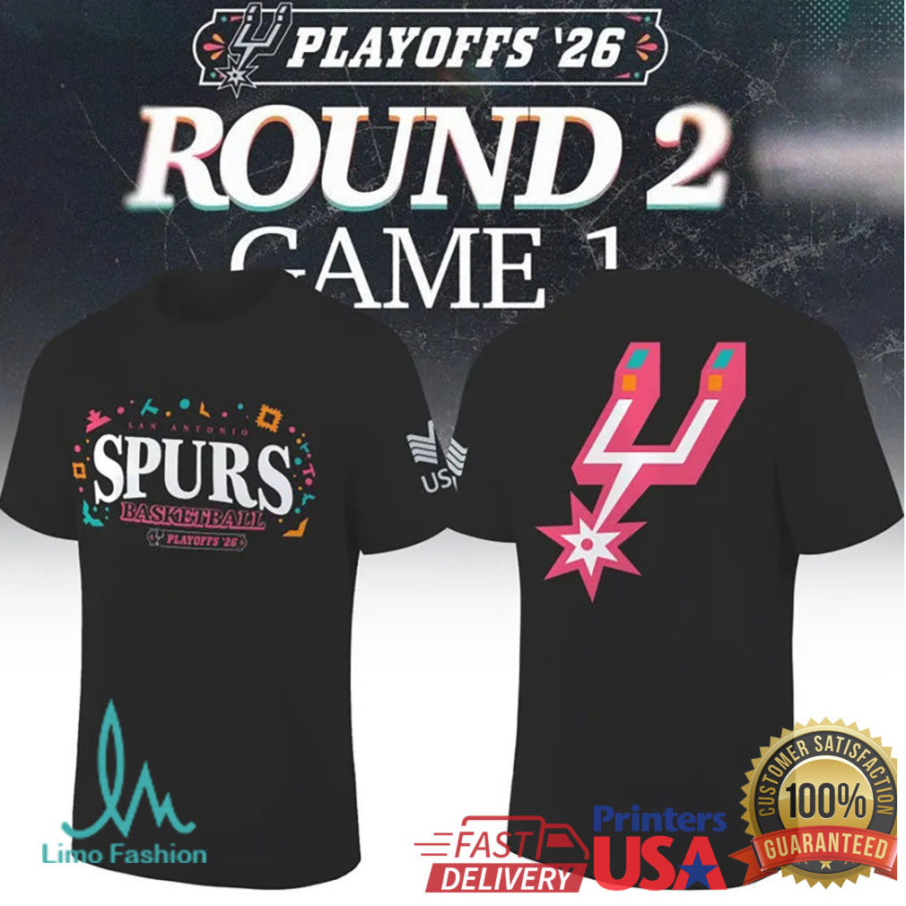 San Antonio Spurs 2026 NBA Playoffs Round 2 Fiesta Logo Graphic T Shirt - Limotees LLC