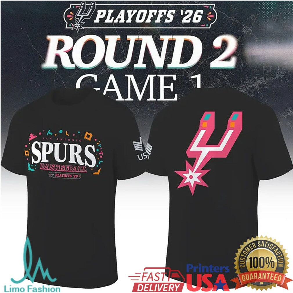 San Antonio Spurs 2026 NBA Playoffs Round 2 Fiesta Logo Graphic T Shirt - Limotees LLC