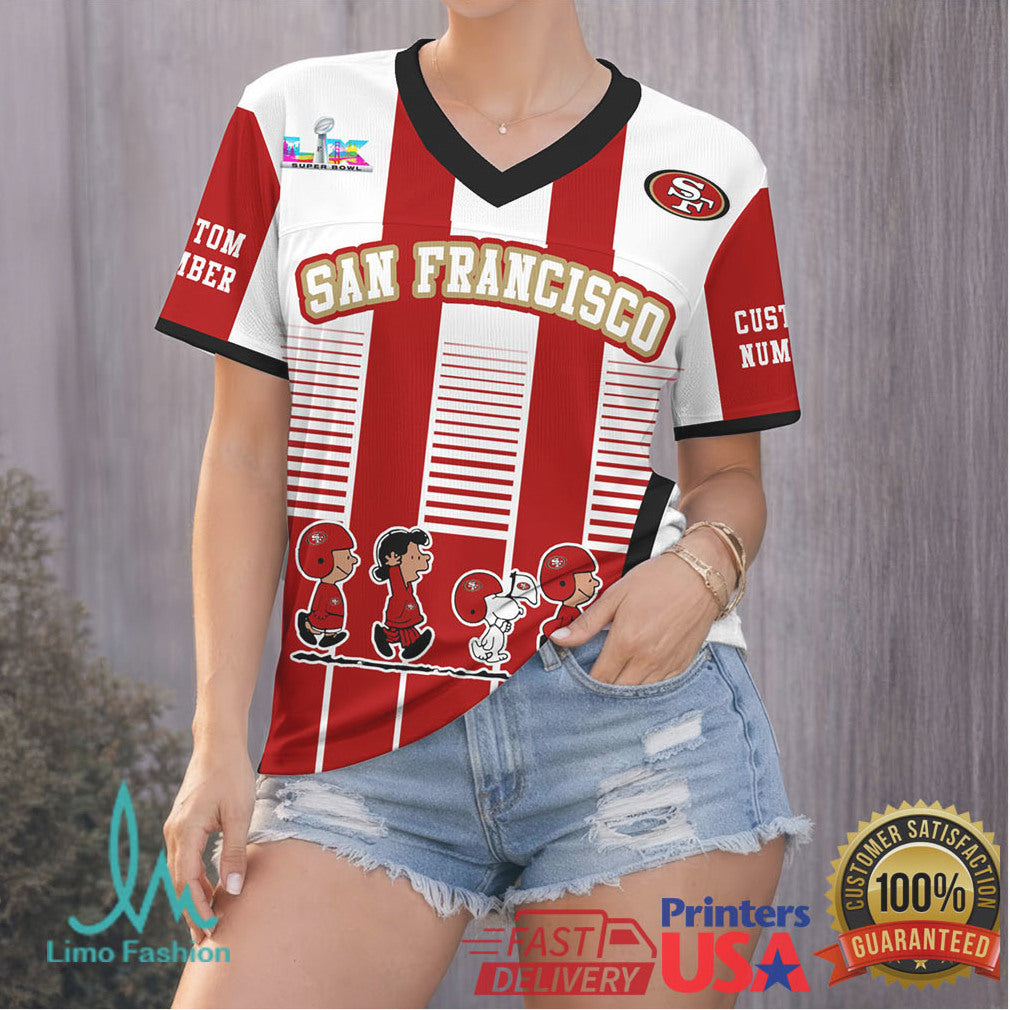 San Francisco 49Ers Snoopy Charlie Brown Nfl Football Jersey Shirt - Limotees LLC