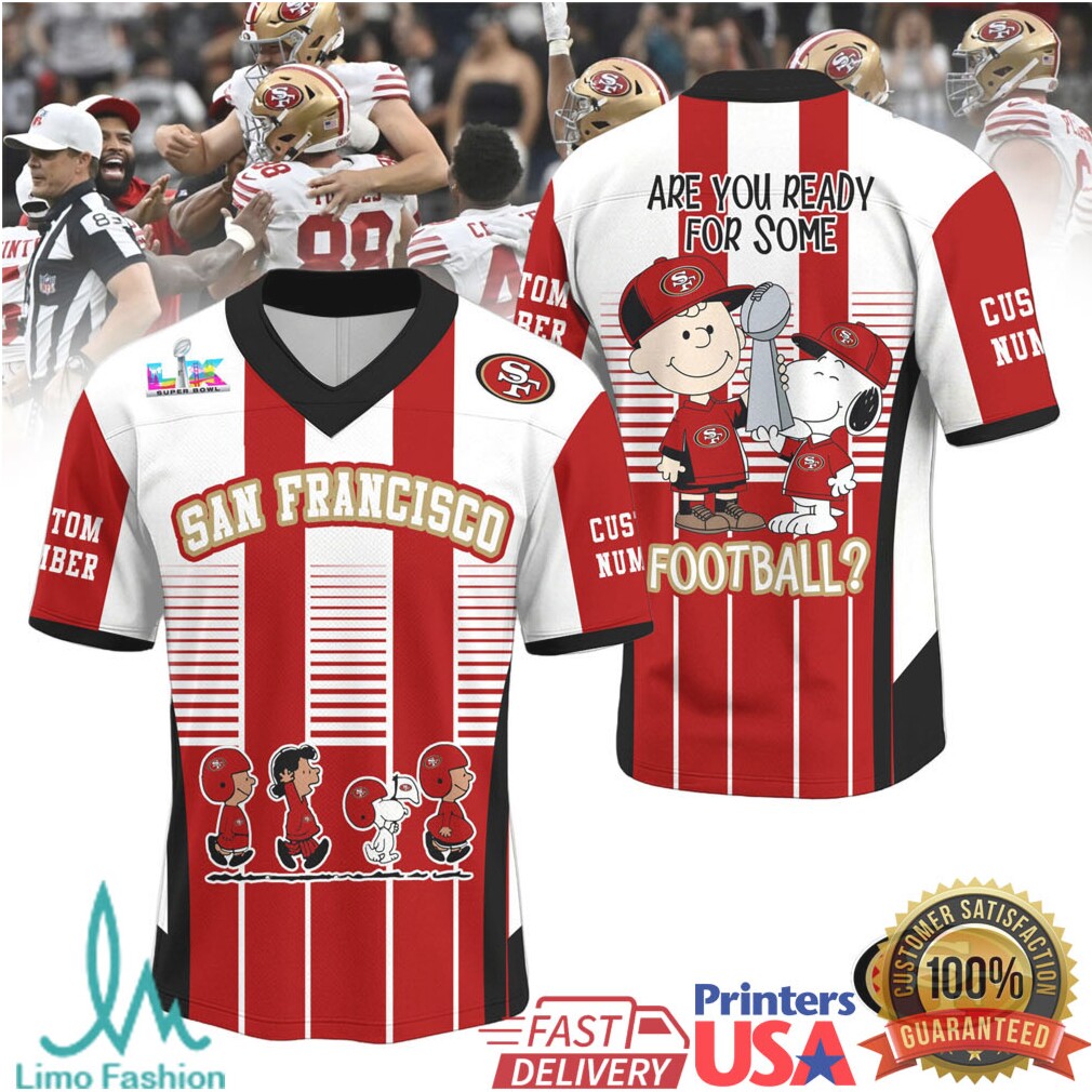 San Francisco 49Ers Snoopy Charlie Brown Nfl Football Jersey Shirt - Limotees LLC