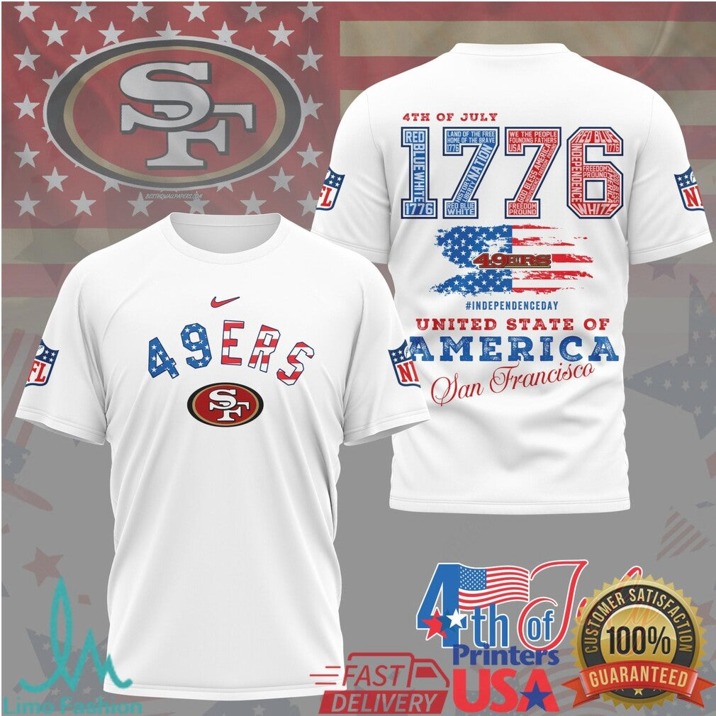 San Francisco 49ers 4th of July Stars and Stripes NFL T Shirt - Limotees LLC