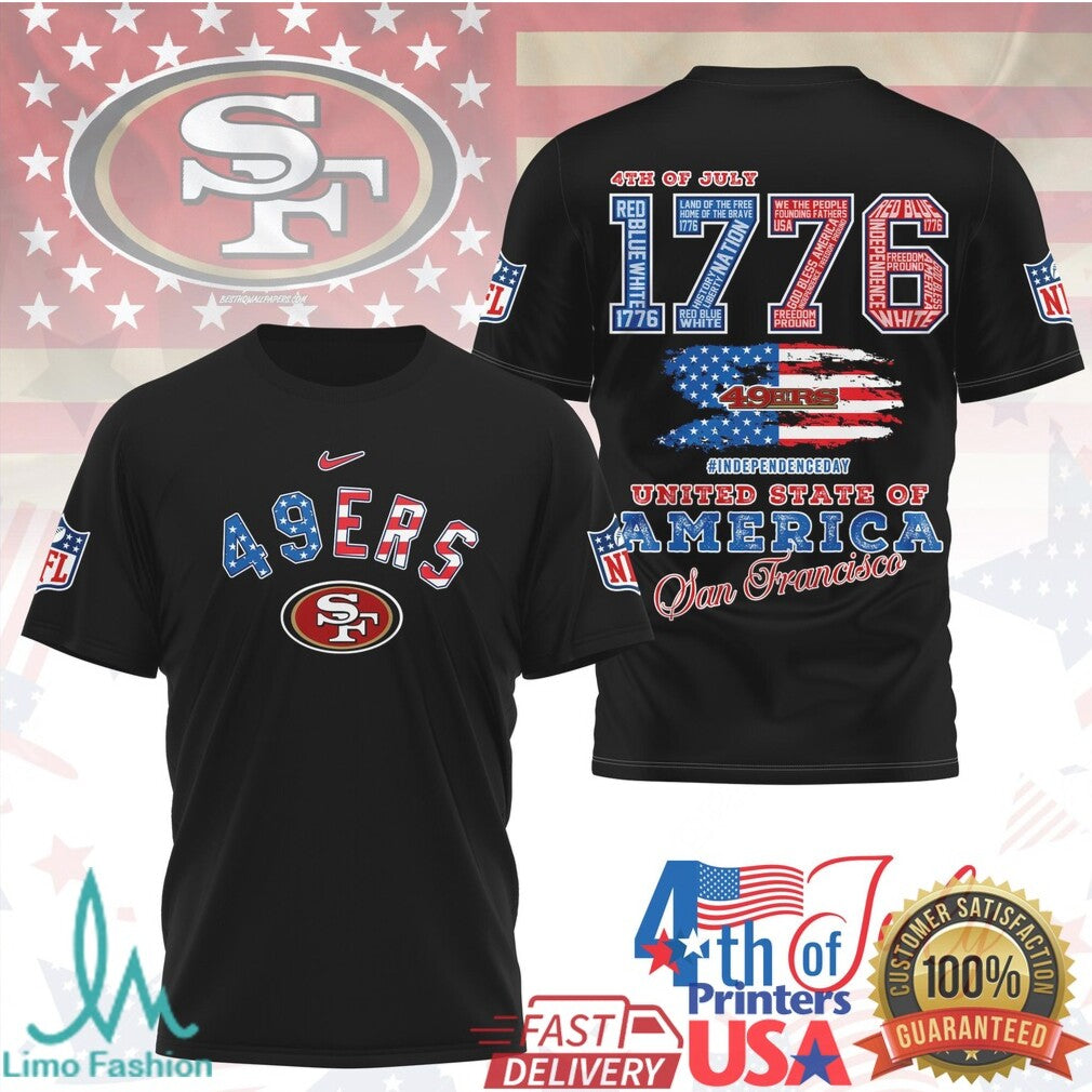San Francisco 49ers 4th of July Stars and Stripes NFL T Shirt - Limotees LLC