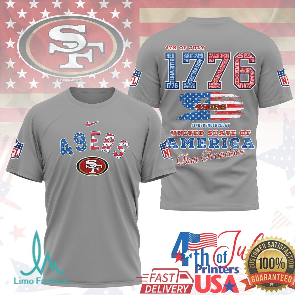 San Francisco 49ers 4th of July Stars and Stripes NFL T Shirt - Limotees LLC