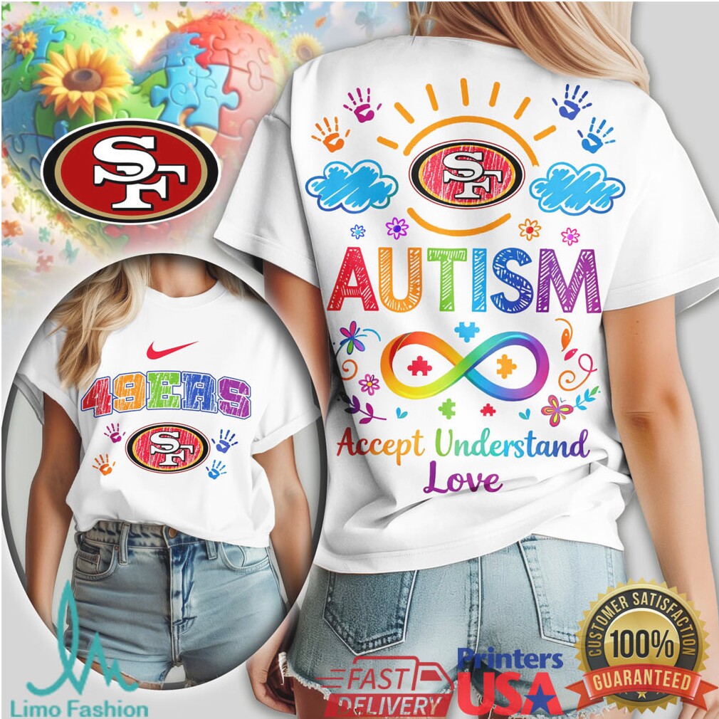 San Francisco 49ers Autism Awareness Shirt Rainbow Puzzle Piece NFL T Shirt - Limotees LLC