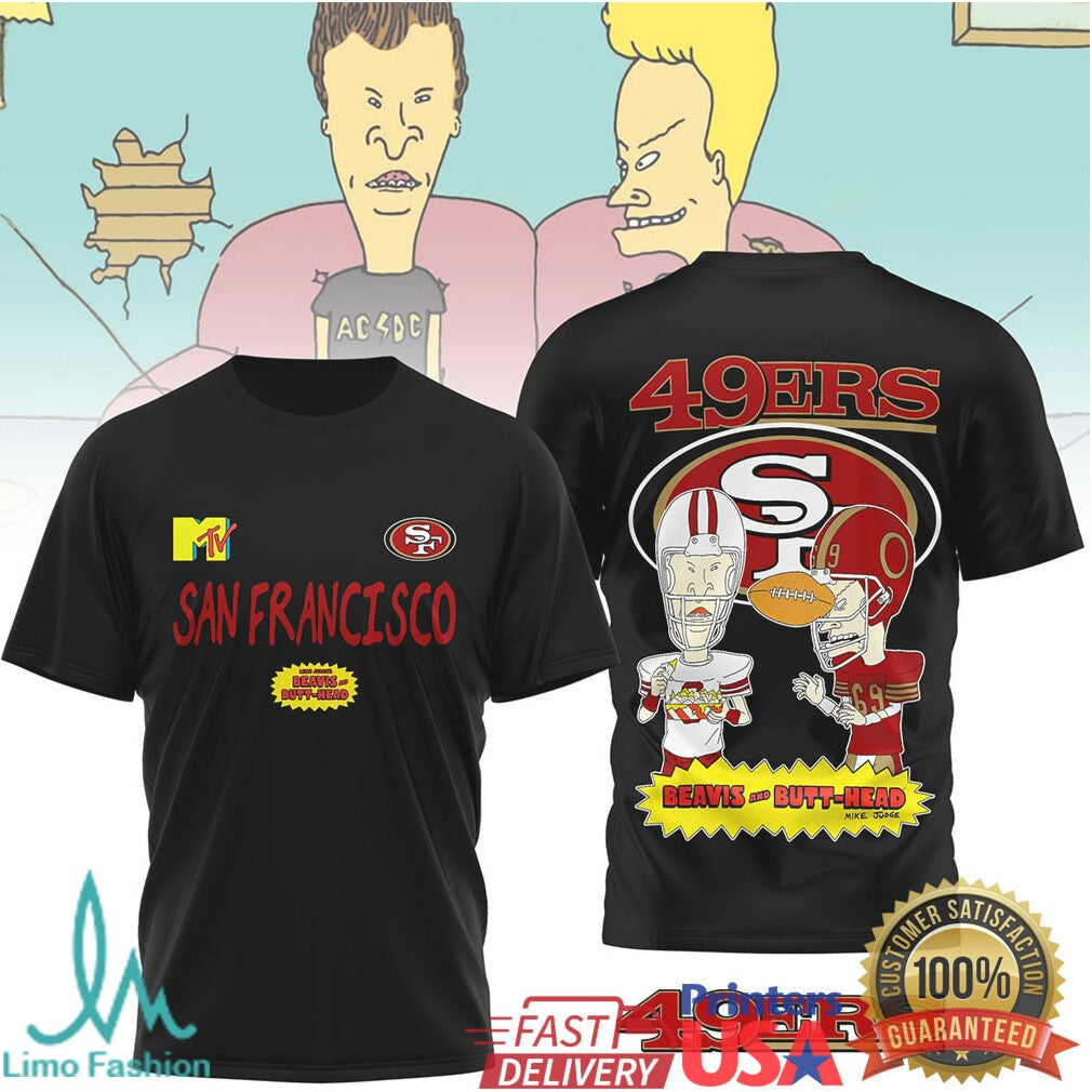 San Francisco 49ers Beavis and ButHead Retro MTV Style T Shirt - Limotees LLC
