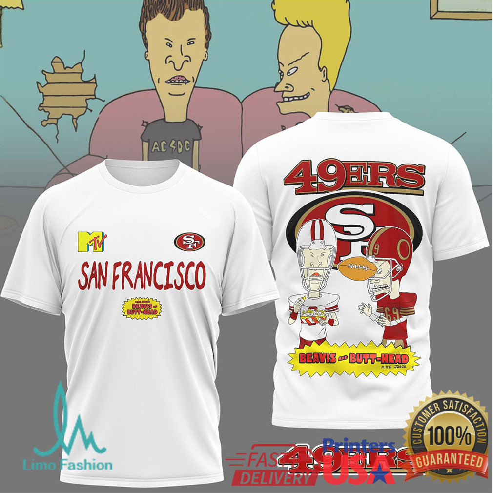 San Francisco 49ers Beavis and ButHead Retro MTV Style T Shirt - Limotees LLC