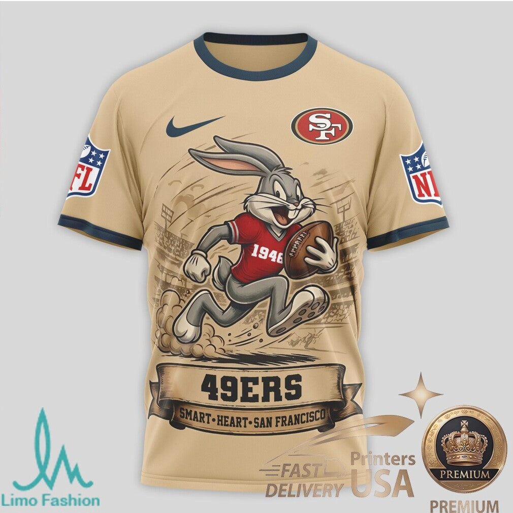 San Francisco 49ers Bugs Bunny Smart Heart Built On Brains T Shirt - Limotees LLC