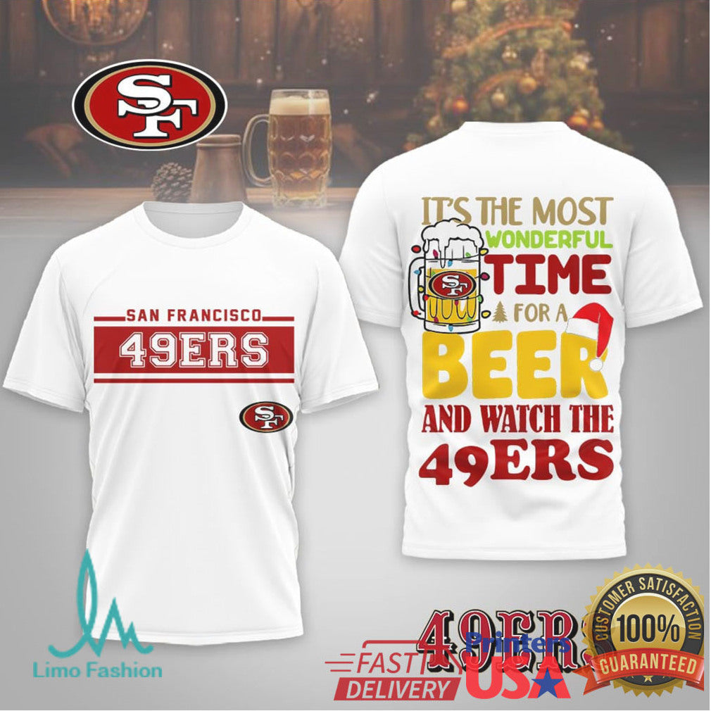 San Francisco 49ers Christmas Beer T Shirt “Most Wonderful Time for a Beer” - Limotees LLC