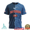 San Francisco 49ers Custom Name & Number Ripped Denim Style 3D NFL T Shirt - Limotees LLC