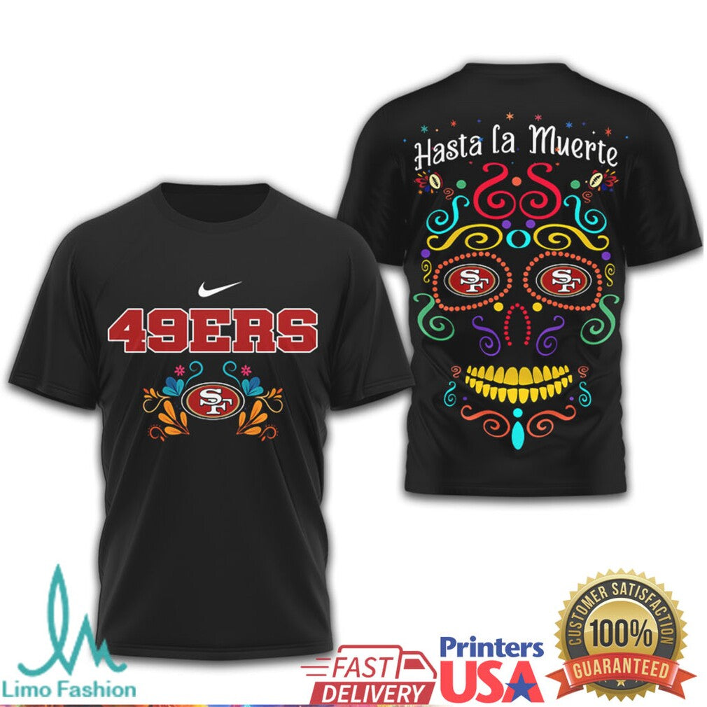 San Francisco 49ers Dia De Los Muertos Sugar Skull Graphic T Shirt - Limotees LLC