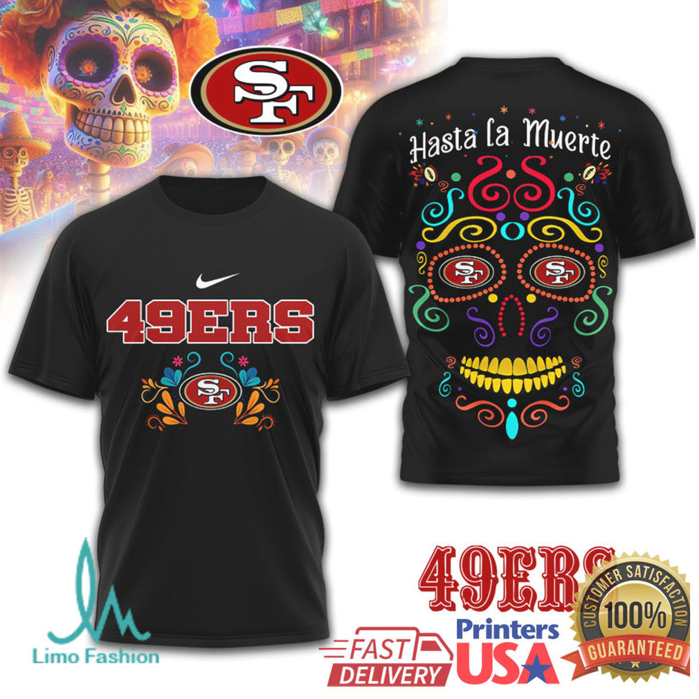 San Francisco 49ers Dia De Los Muertos Sugar Skull Graphic T Shirt - Limotees LLC