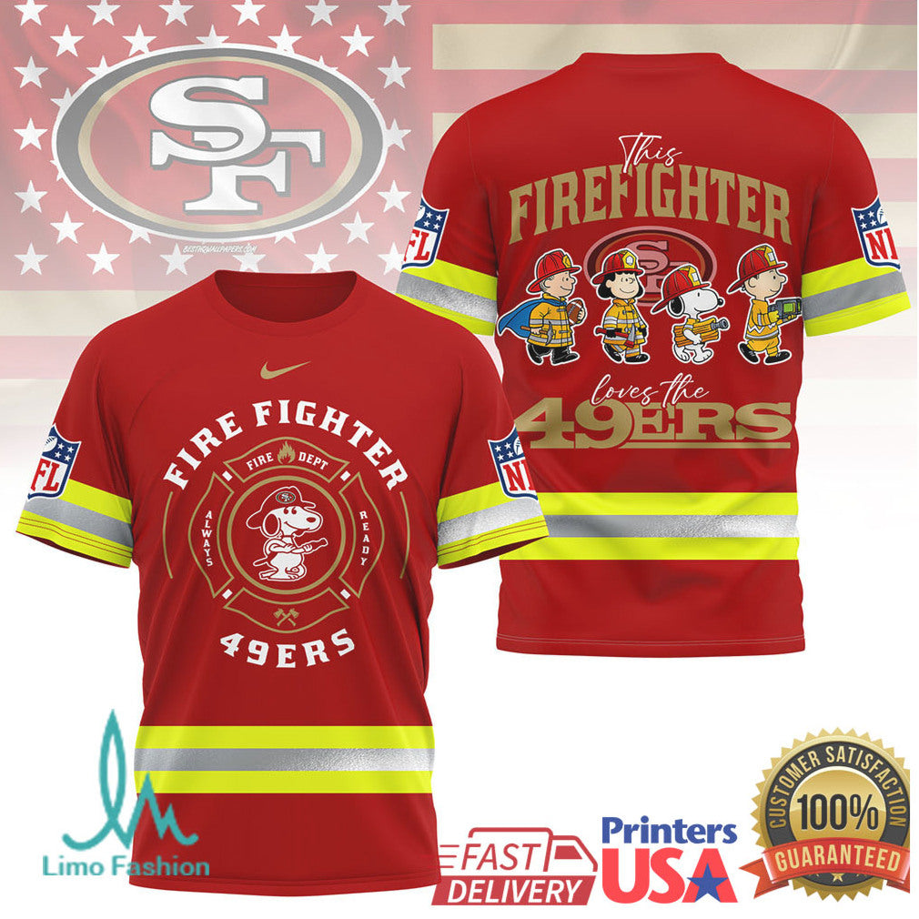 San Francisco 49ers Firefighter Snoopy Peanuts NFL T Shirt - Limotees LLC