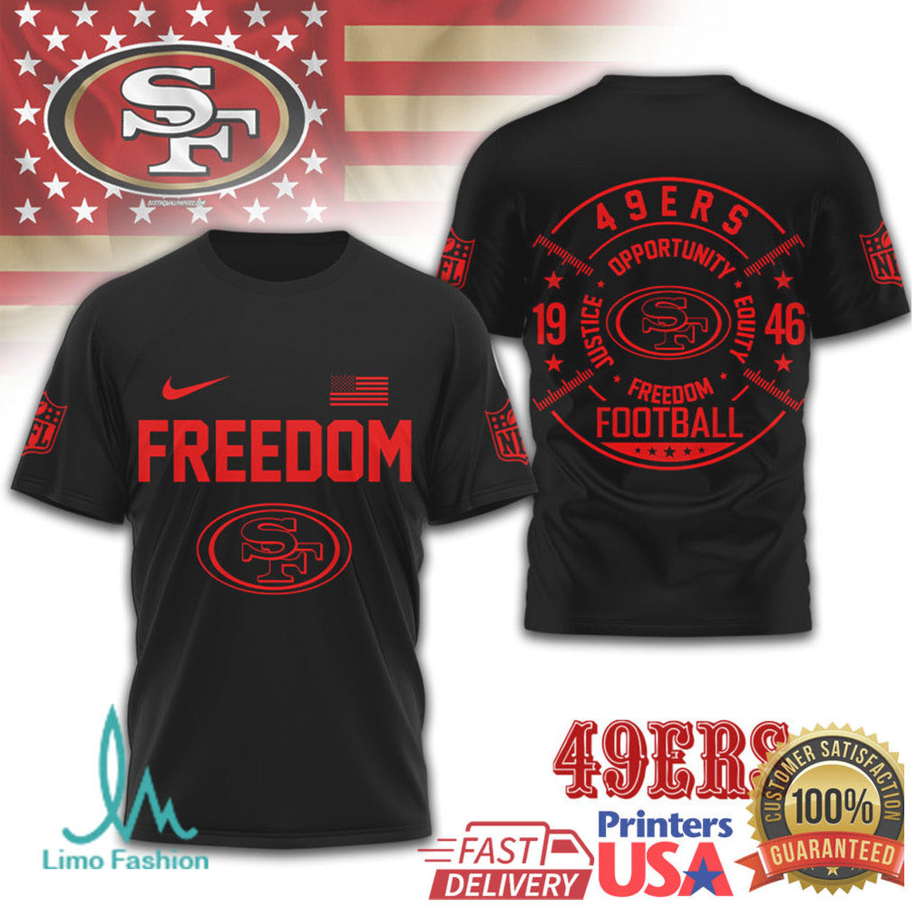 San Francisco 49ers Freedom Football Red Circle Graphic T Shirt - Limotees LLC