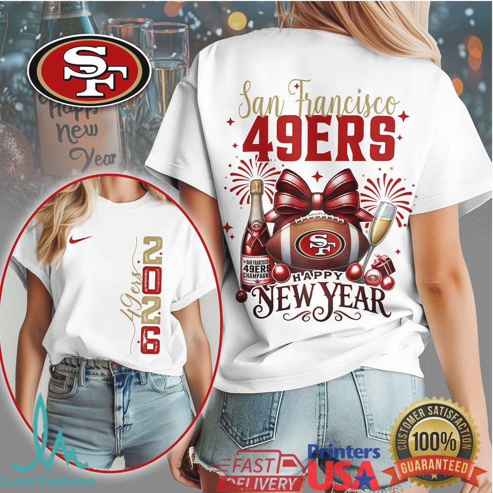 San Francisco 49ers Happy New Year 2026 Festive Football T Shirt - Limotees LLC