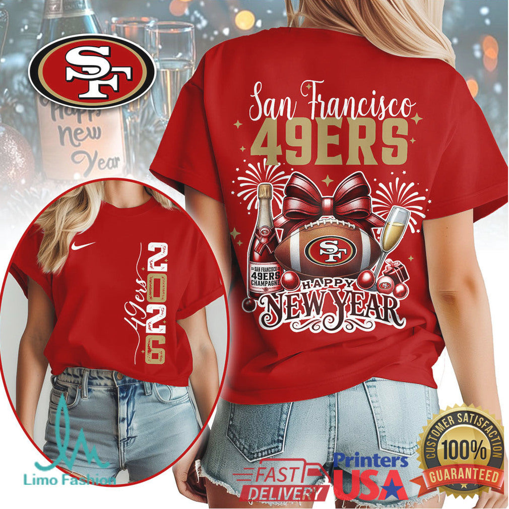 San Francisco 49ers Happy New Year 2026 Festive Football T Shirt - Limotees LLC