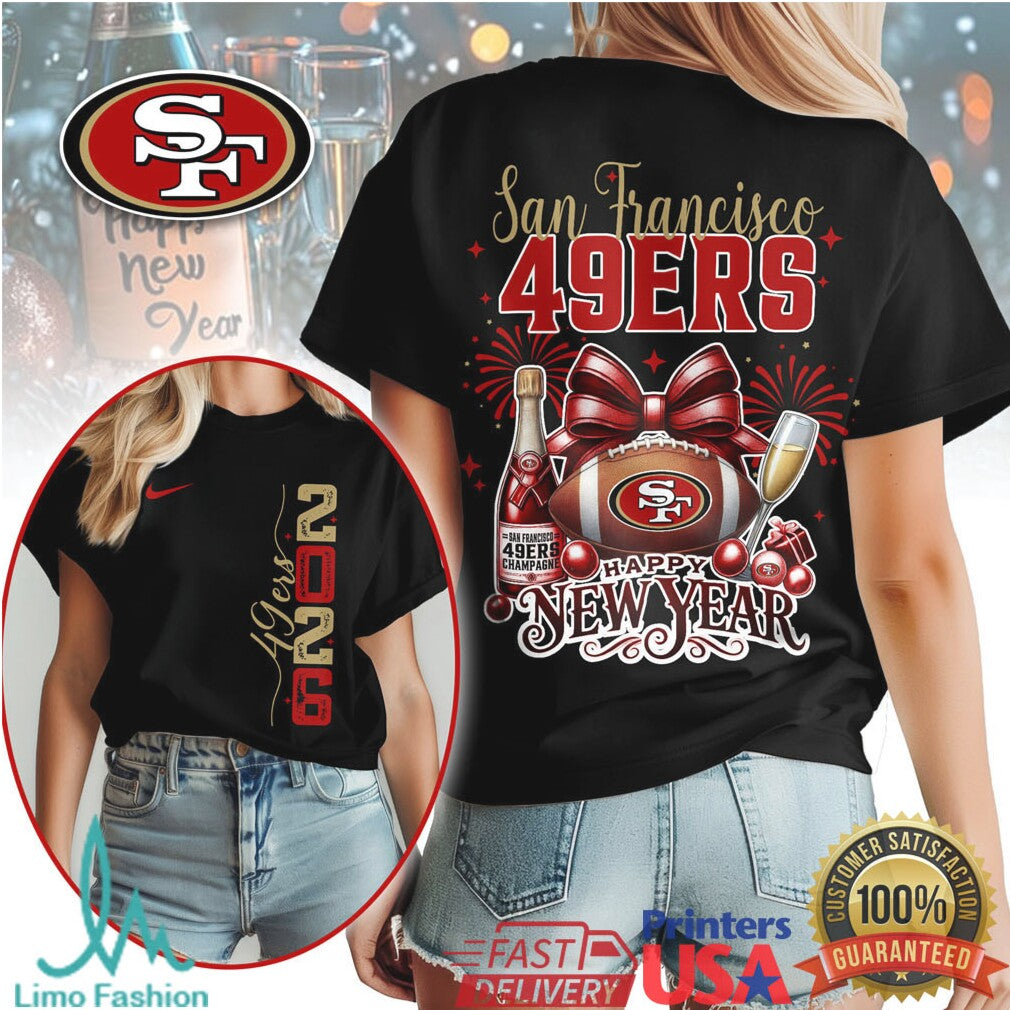 San Francisco 49ers Happy New Year 2026 Festive Football T Shirt - Limotees LLC