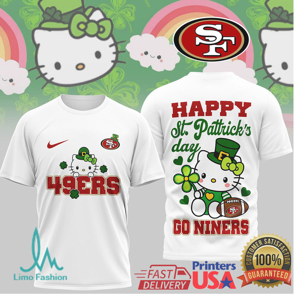 San Francisco 49ers Hello Kitty St. Patrick's Day Lucky Clover Tee - Limotees LLC
