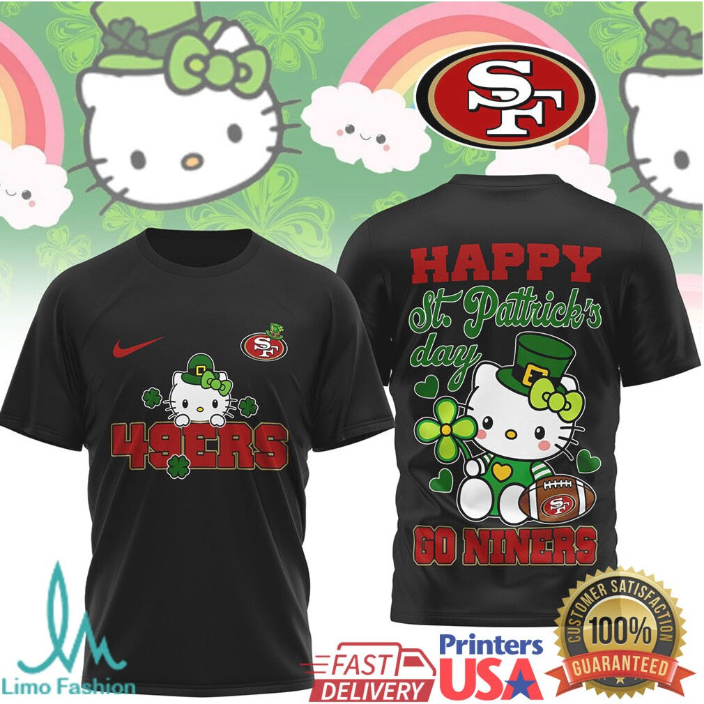 San Francisco 49ers Hello Kitty St. Patrick's Day Lucky Clover Tee - Limotees LLC