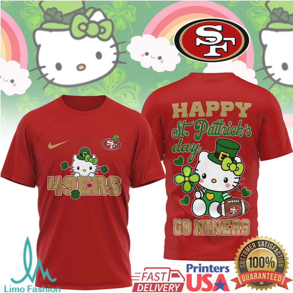 San Francisco 49ers Hello Kitty St. Patrick's Day Lucky Clover Tee - Limotees LLC