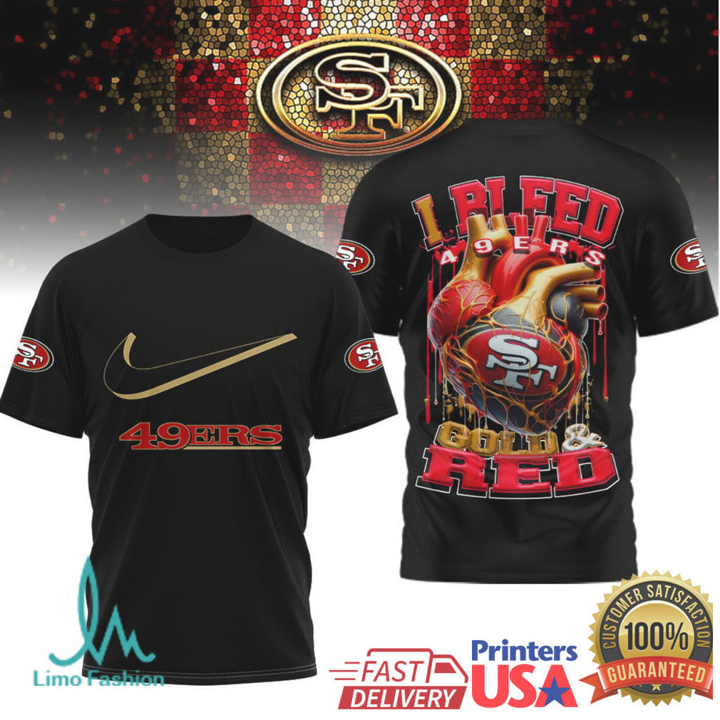 San Francisco 49ers “I Bleed Gold & Red” Heart Fan T Shirt