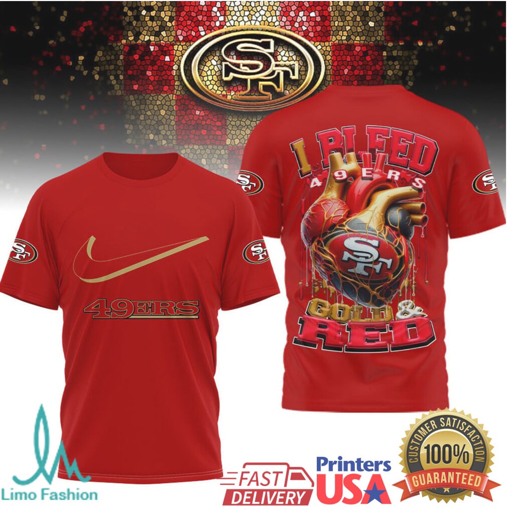San Francisco 49ers “I Bleed Gold & Red” Heart Fan T Shirt