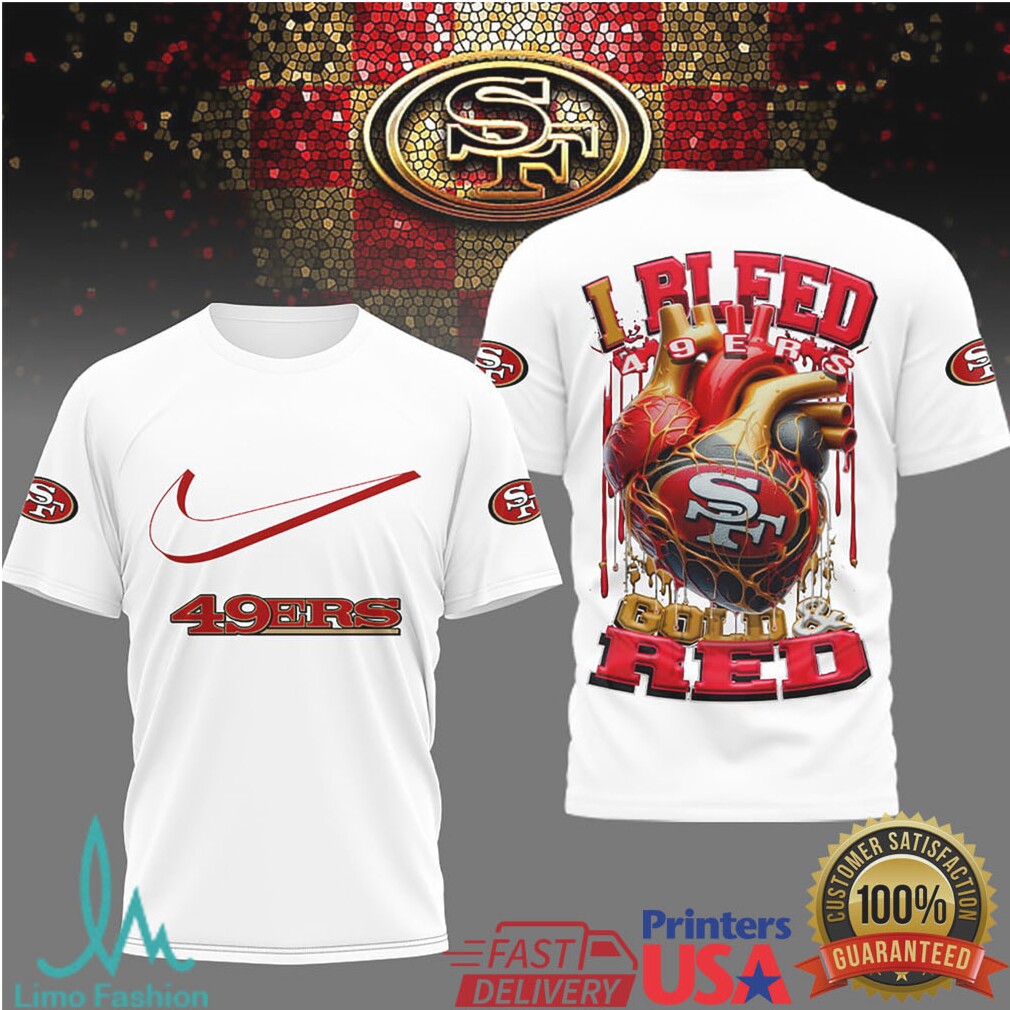 San Francisco 49ers “I Bleed Gold & Red” Heart Fan T Shirt