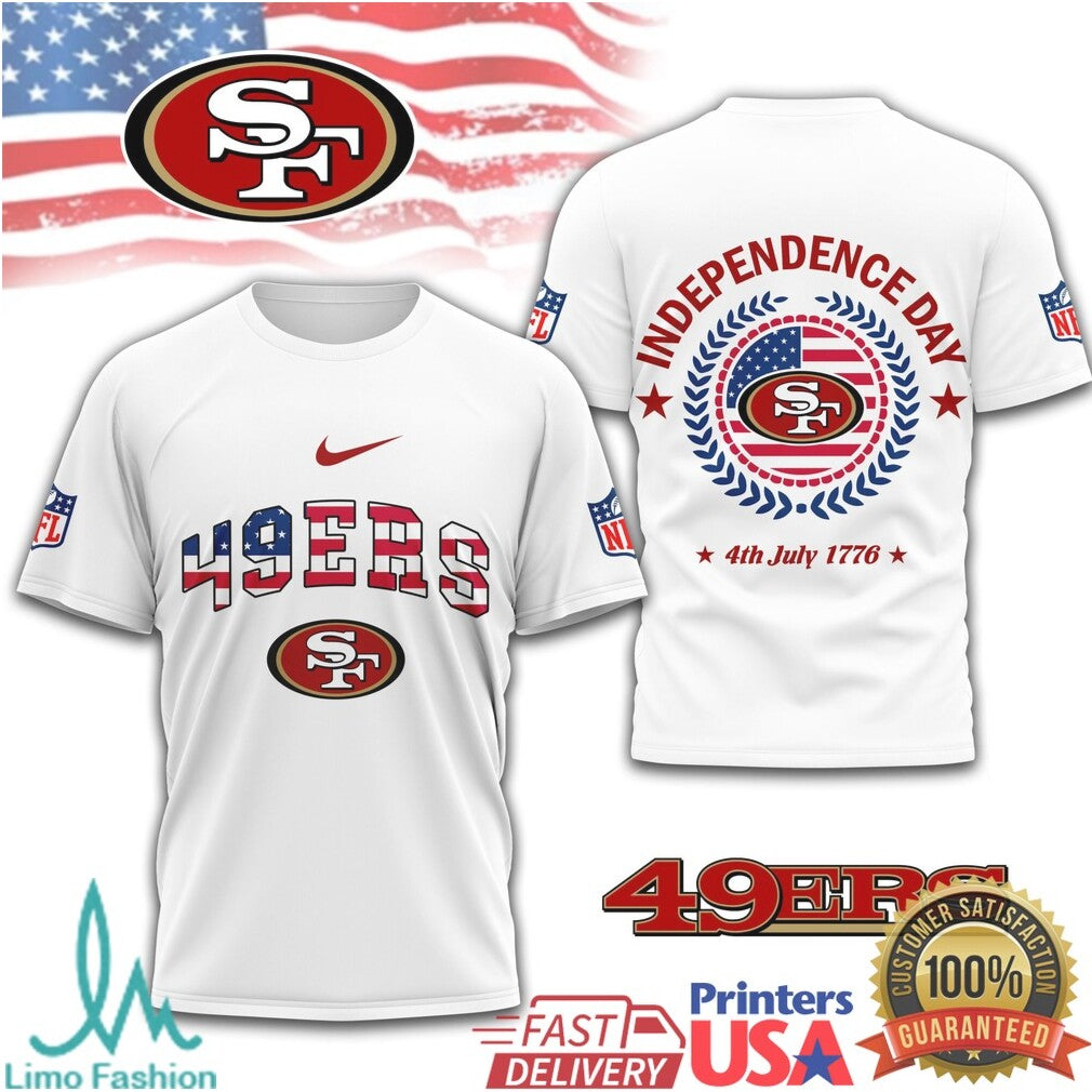 San Francisco 49ers Independence Day T Shirt 49ers 4th of July USA Flag T Shirt - Limotees LLC
