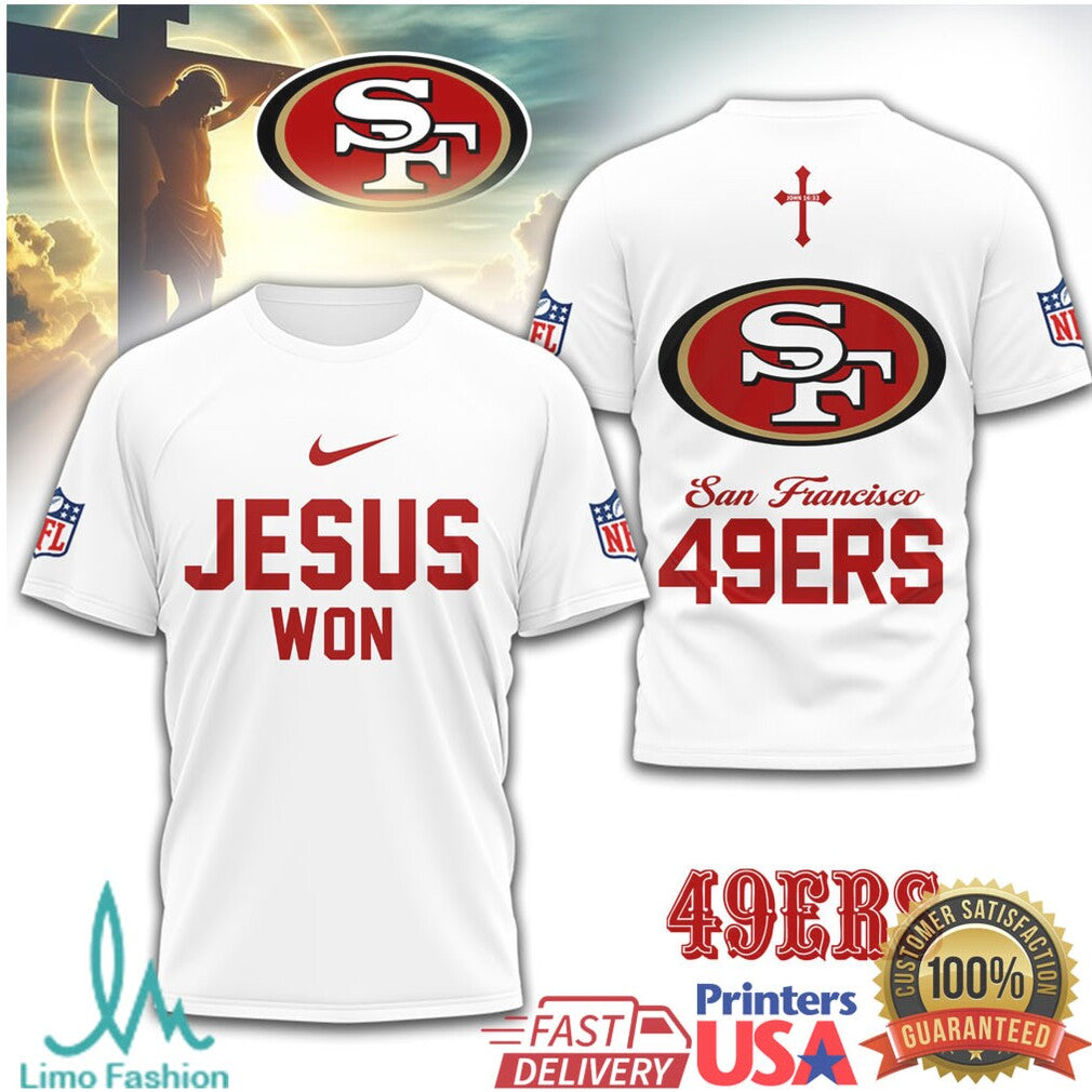 San Francisco 49ers Jesus Won NFL Christian T Shirt - Limotees LLC