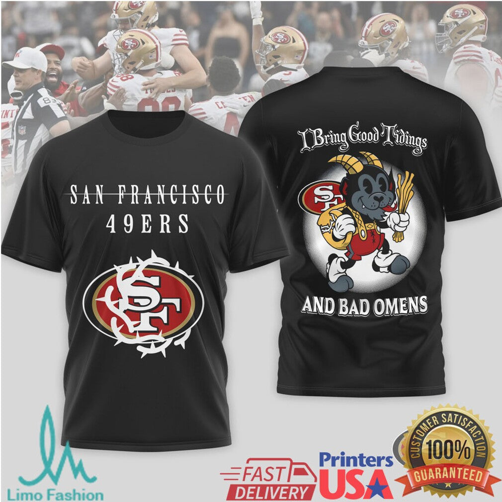 San Francisco 49ers Krampus “Good Tidings & Bad Omens” Black T Shirt - Limotees LLC