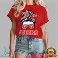 San Francisco 49ers Messy Bun Heart Disease Awareness Faith Hope Love T Shirt - Limotees LLC