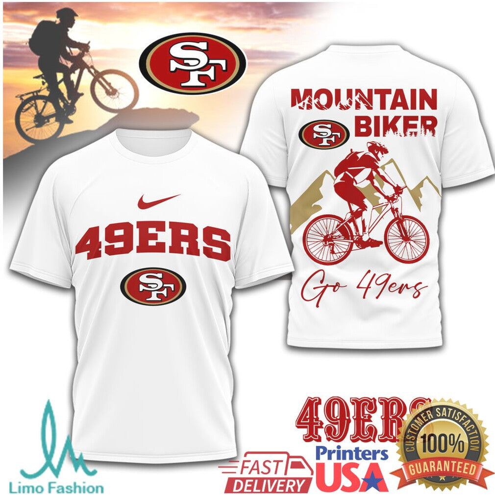 San Francisco 49ers Mountain Biker T Shirt Go 49ers MTB Graphic Tee - Limotees LLC