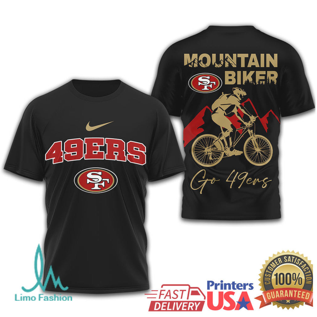 San Francisco 49ers Mountain Biker T Shirt Go 49ers MTB Graphic Tee - Limotees LLC