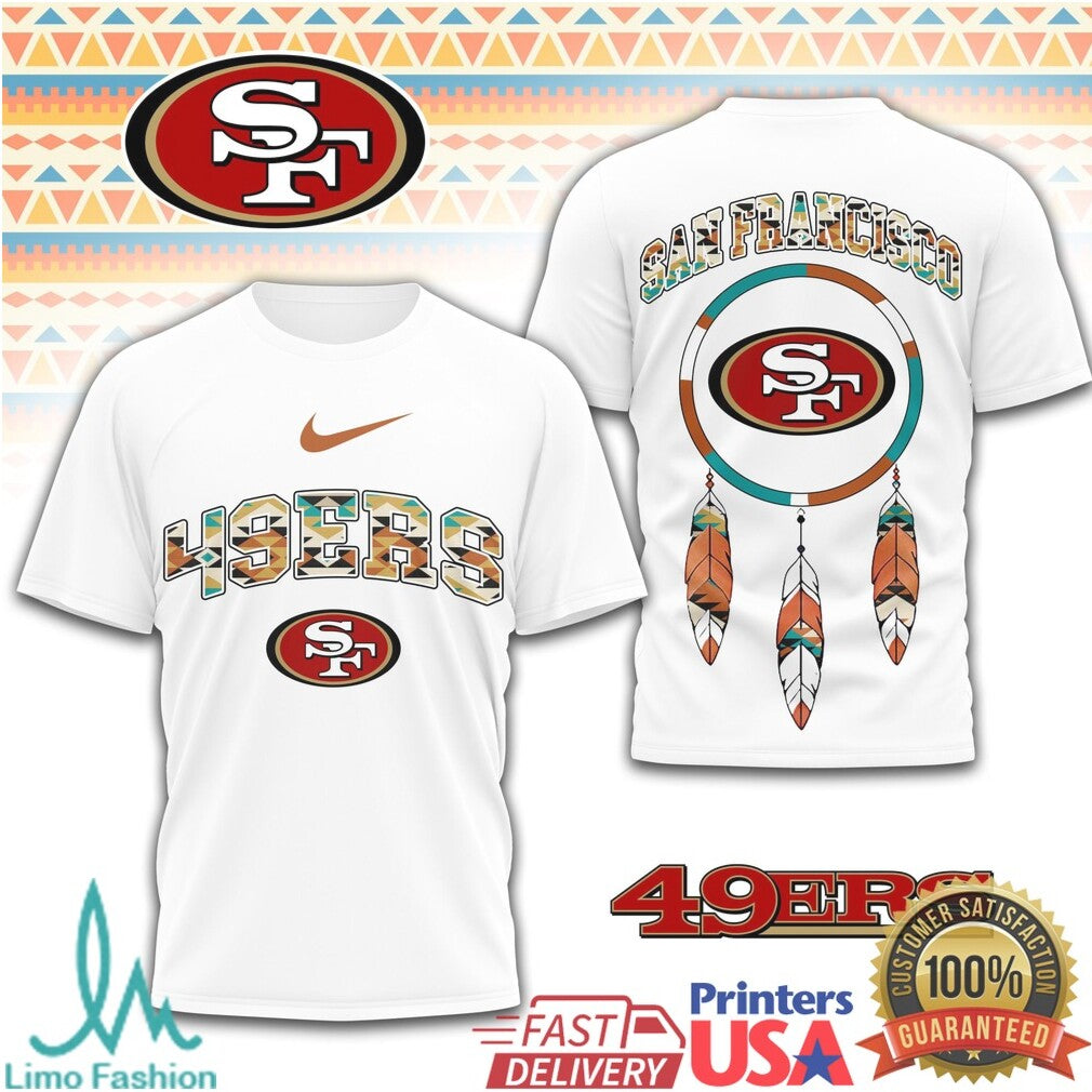 San Francisco 49ers Native Dreamcatcher Tribal Pattern Athletic Logo T Shirt - Limotees LLC