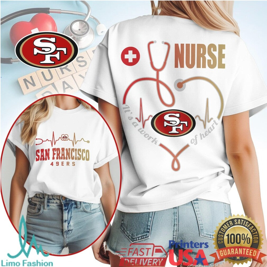 San Francisco 49ers Nurse T Shirt 49ers Faithful Nursing Heart T Shirt