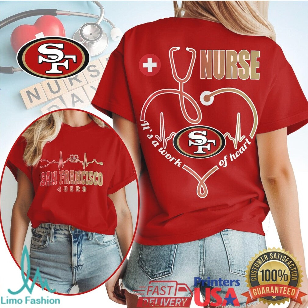 San Francisco 49ers Nurse T Shirt 49ers Faithful Nursing Heart T Shirt
