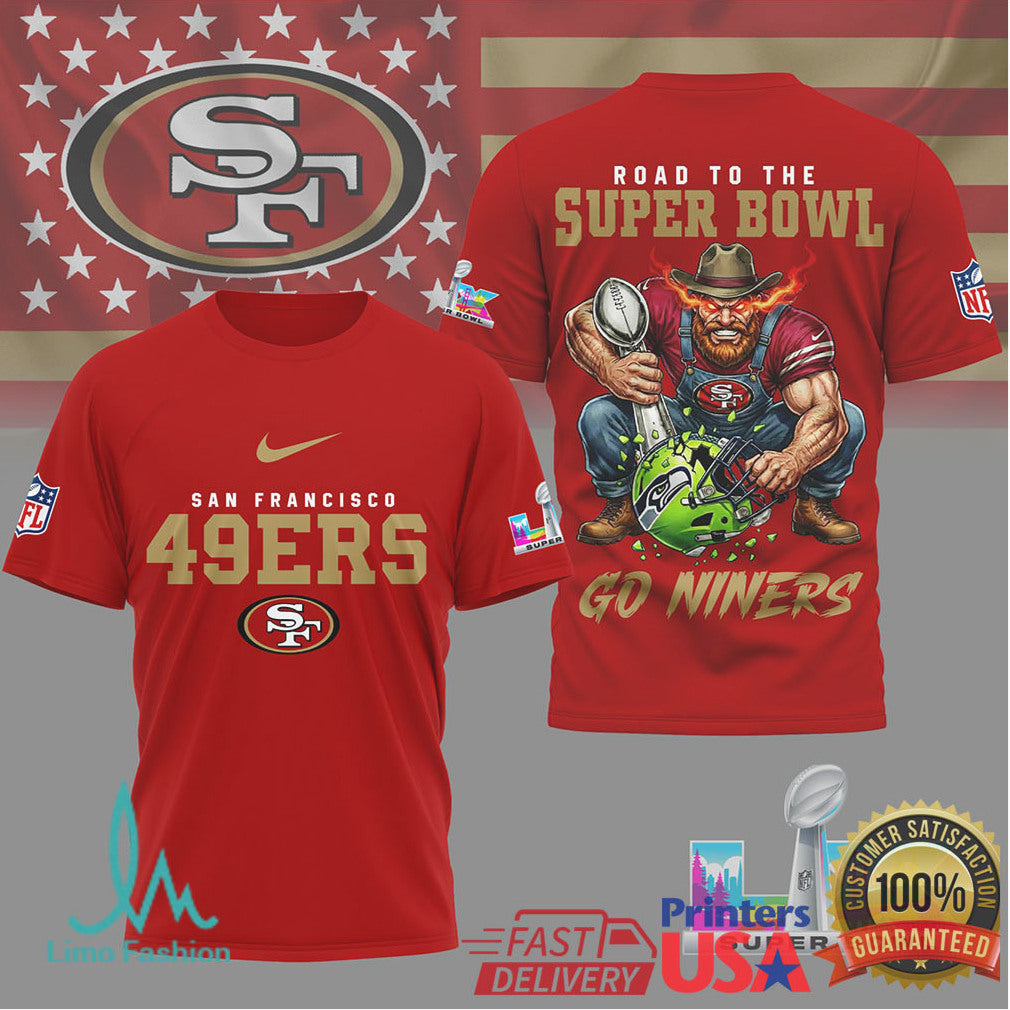 San Francisco 49ers Official Bad Bunny NFL Road To Super Bowl 3D Shirt - Limotees LLC