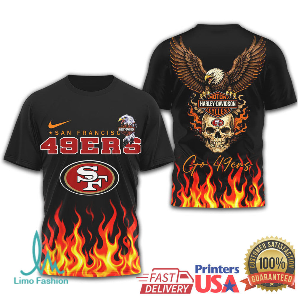 San Francisco 49ers Official NFL Eagle Harley Davidson 3D Shirt - Limotees LLC