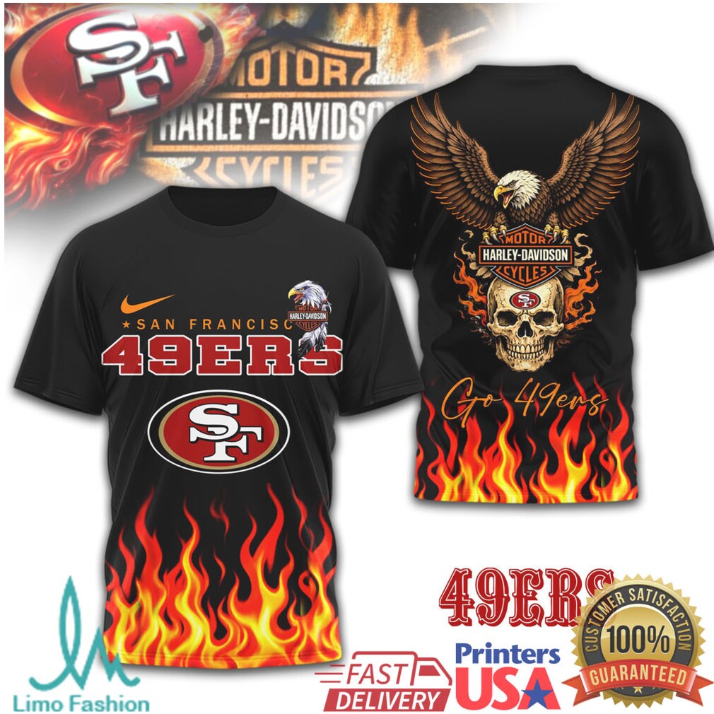 San Francisco 49ers Official NFL Eagle Harley Davidson 3D Shirt - Limotees LLC