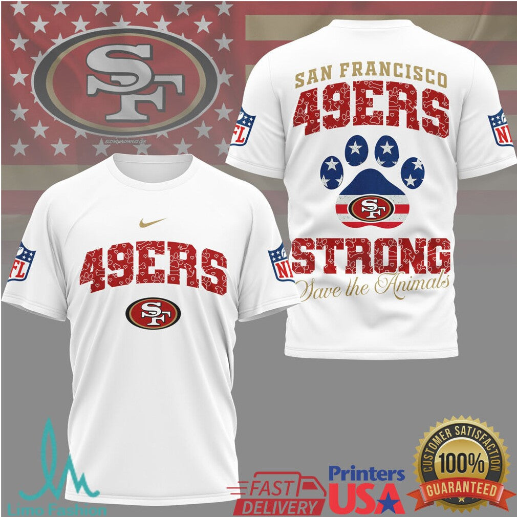San Francisco 49ers Official NFL Save The Animals Fan 3D Shirt - Limotees LLC
