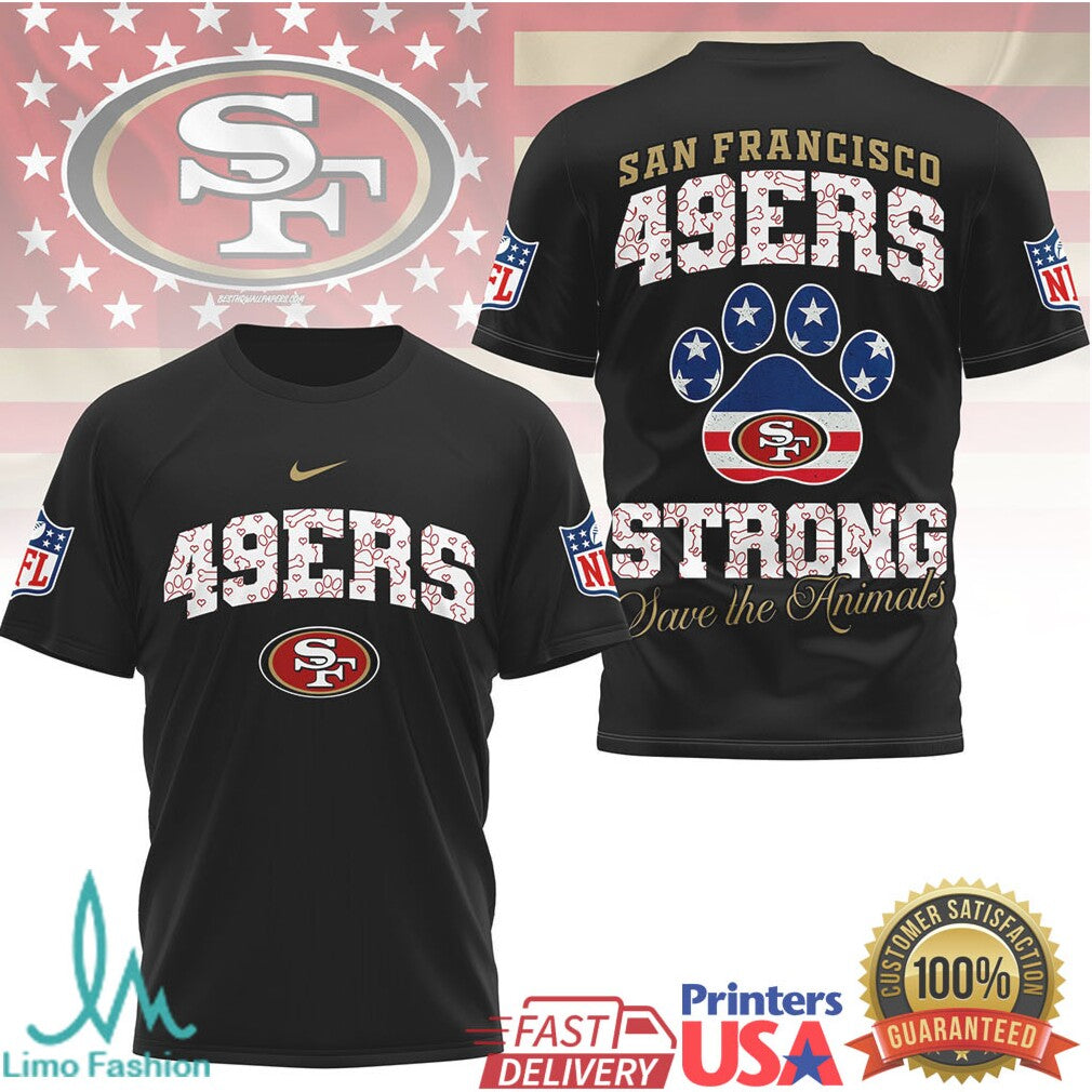 San Francisco 49ers Official NFL Save The Animals Fan 3D Shirt - Limotees LLC