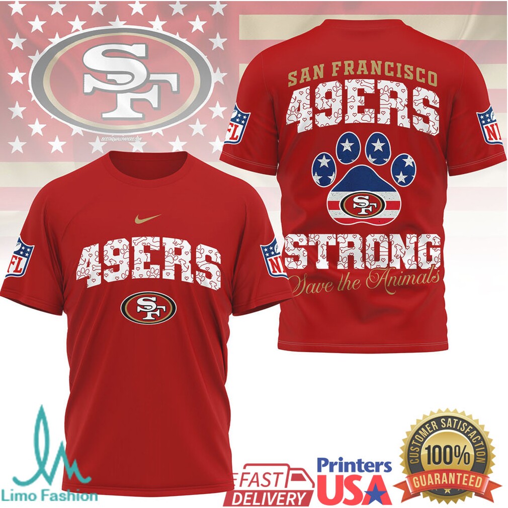 San Francisco 49ers Strong Save the Animals Paw Print NFL T Shirt - Limotees LLC