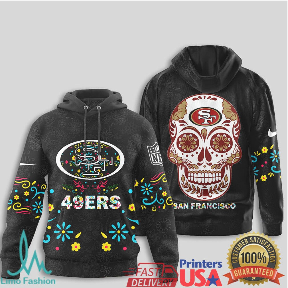 San Francisco 49ers Sugar Skull Day of the Dead NFL T Shirt - Limotees LLC